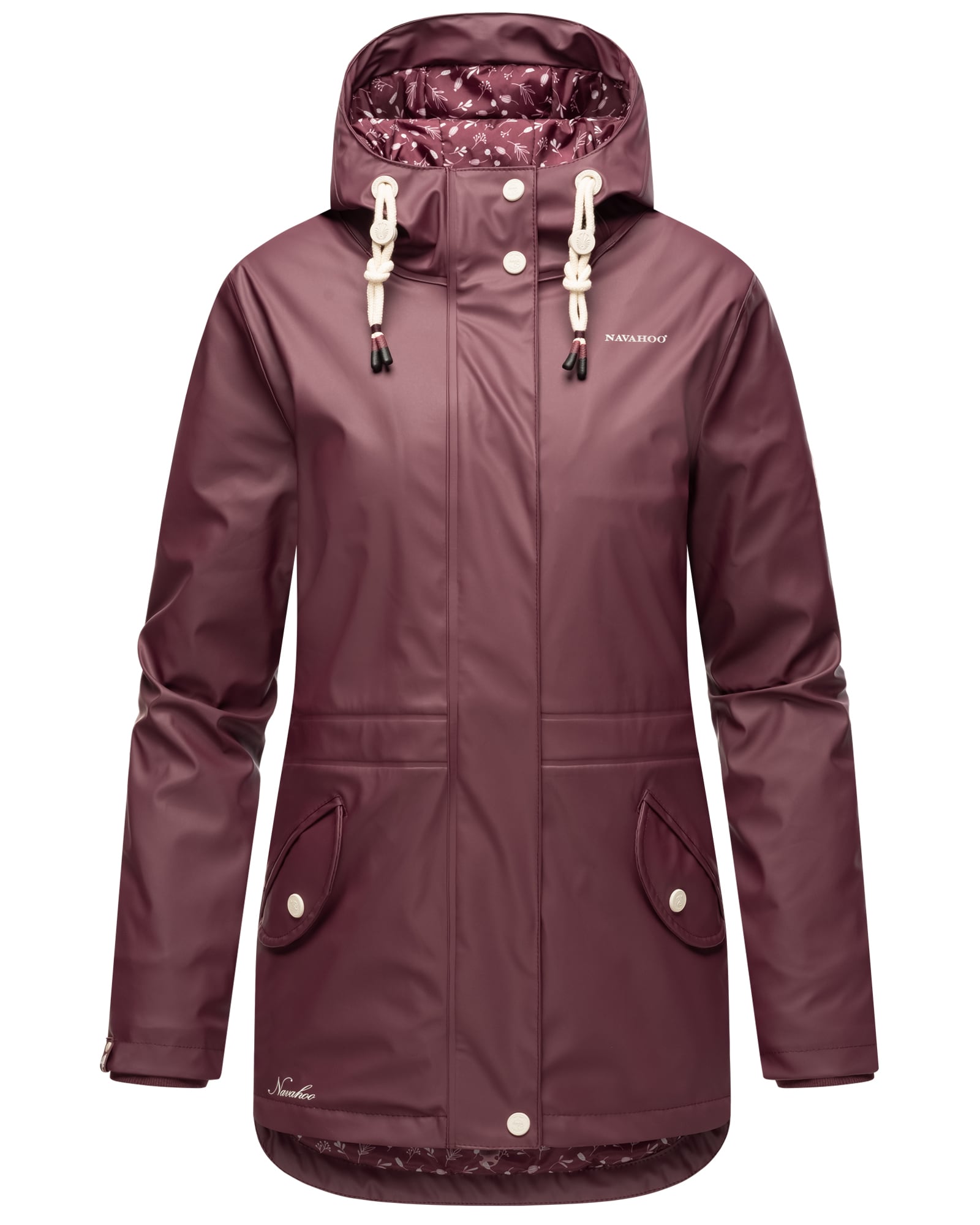 NAVAHOO Damen Warmer Regenjacke Wasserdichter Regenmantel mit Kapuze Oceans Heart 