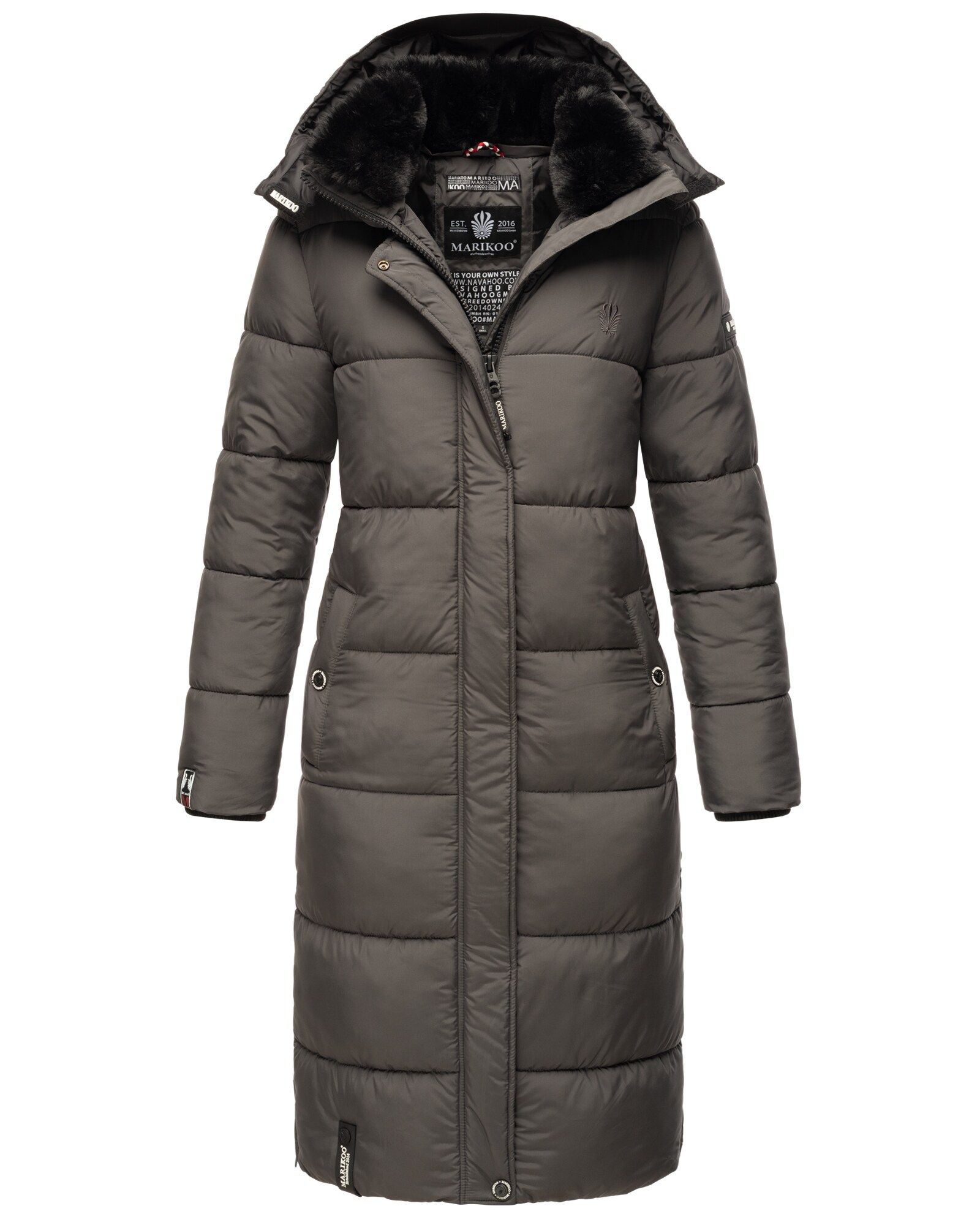 MARIKOO Damen Winterjacke Steppmantel Weichem Innenkragen & Abnehmbarer Kapuze Reliziaa 