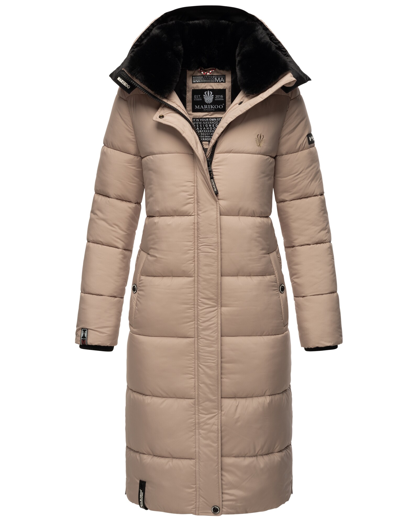 MARIKOO Damen Winterjacke Steppmantel Weichem Innenkragen & Abnehmbarer Kapuze Reliziaa 