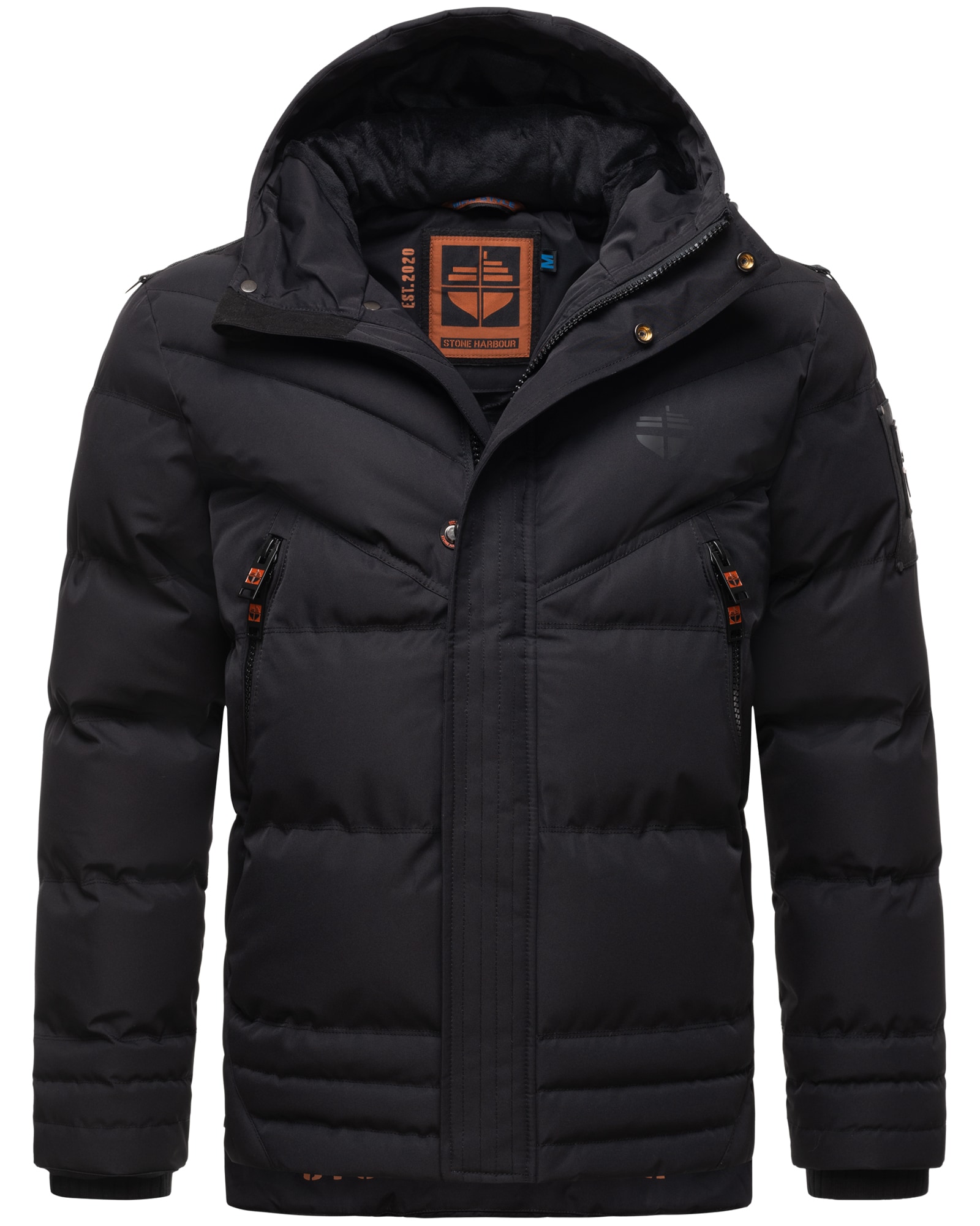 STONE HARBOUR Herren Winter Jacke Outdoor Parka Steppjacke warm gef&uuml;ttert mit Kapuze Romaan 