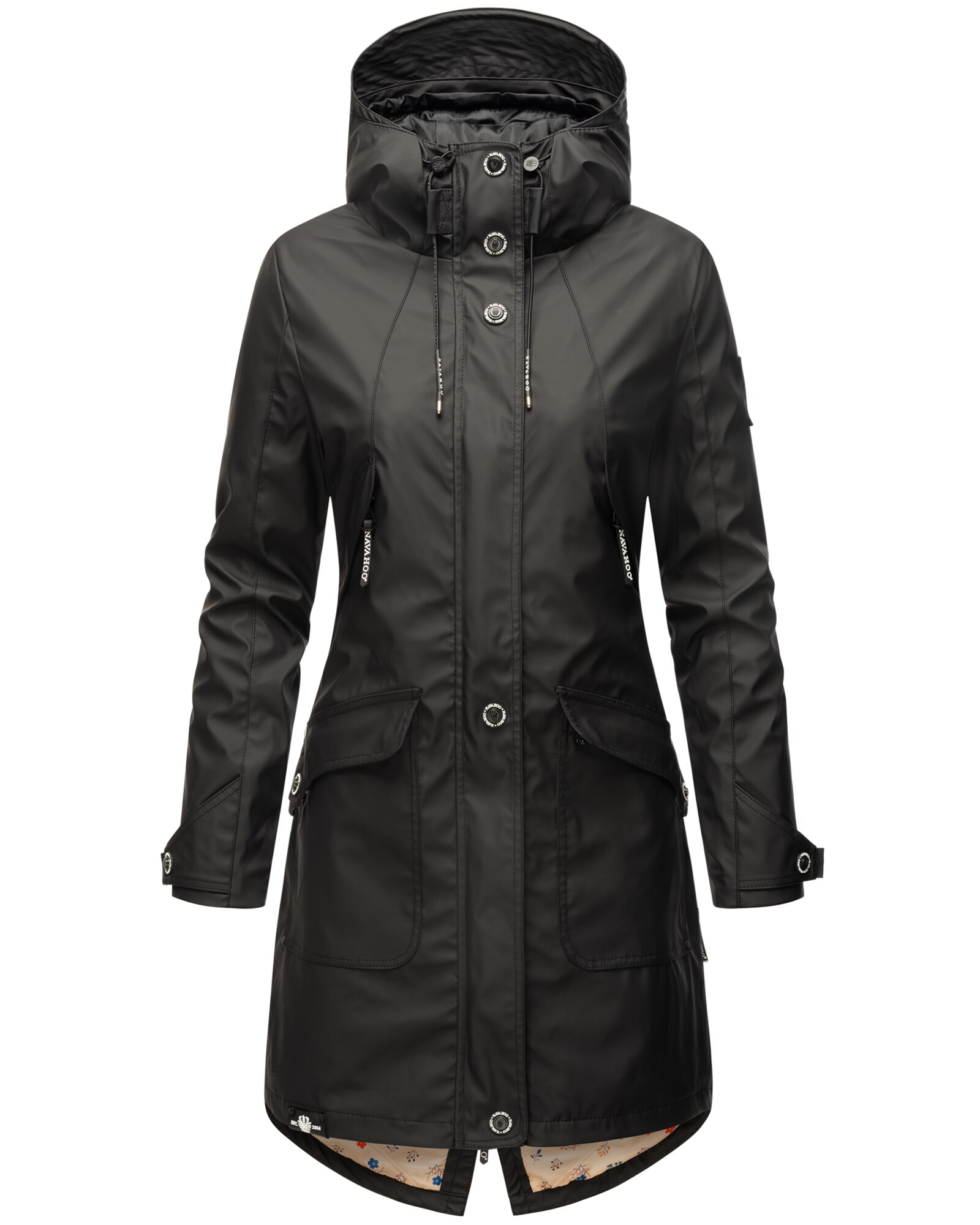 NAVAHOO Damen &Uuml;bergangsjacke Outdoor Funktions Regen Mantel Parka Kurzmantel mit Kapuze Sch&ouml;tchen 
