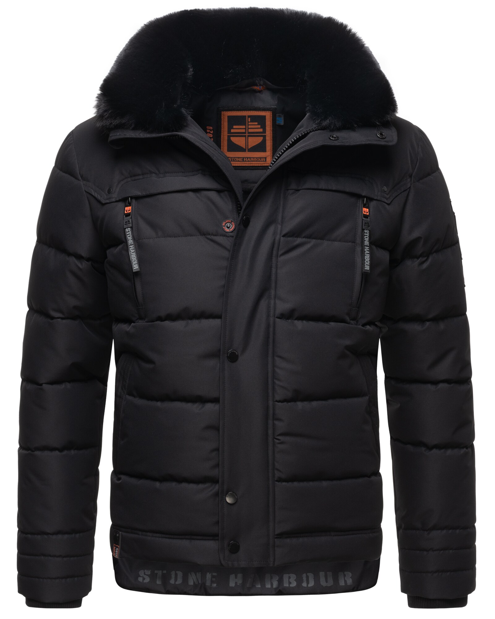 STONE HARBOUR Herren Winterjacke Outdoor Jacke gef&uuml;ttert Kapuze warm mit Abnehmbare Kapuze Witaas 