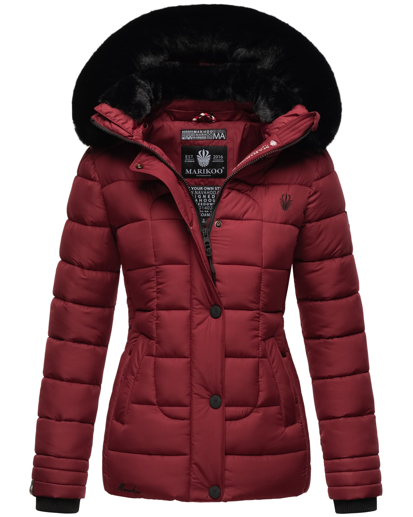 MARIKOO Damen Outdoor Winter Steppjacke mit abnehmbarer Kapuze Qesraa 