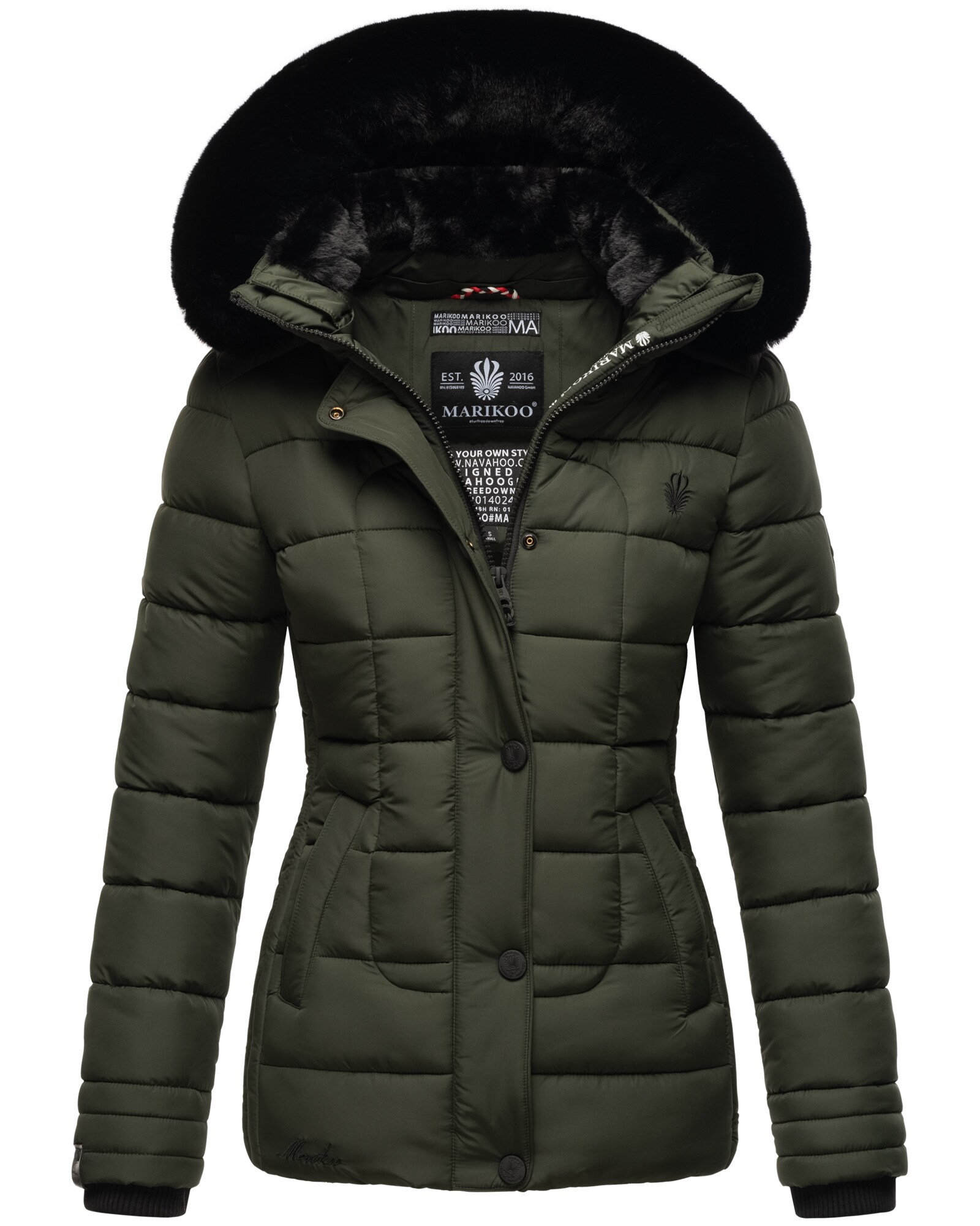 MARIKOO Damen Outdoor Winter Steppjacke mit abnehmbarer Kapuze Qesraa 