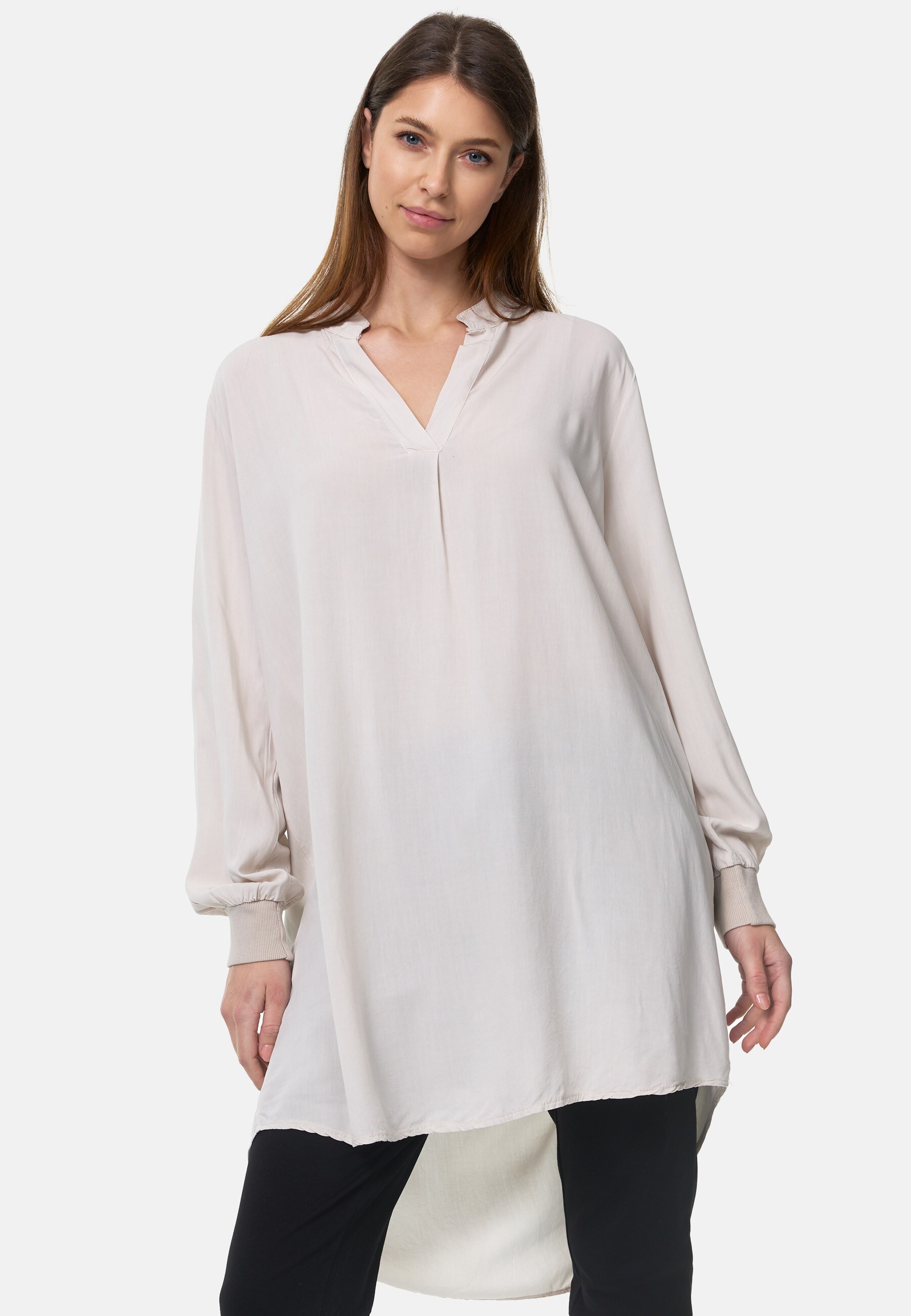 PM SELECTED Damen Longbluse Elegante Tunika Long Bluse im Oversized Schnitt in Einheitsgr&ouml;&szlig;e PM15 