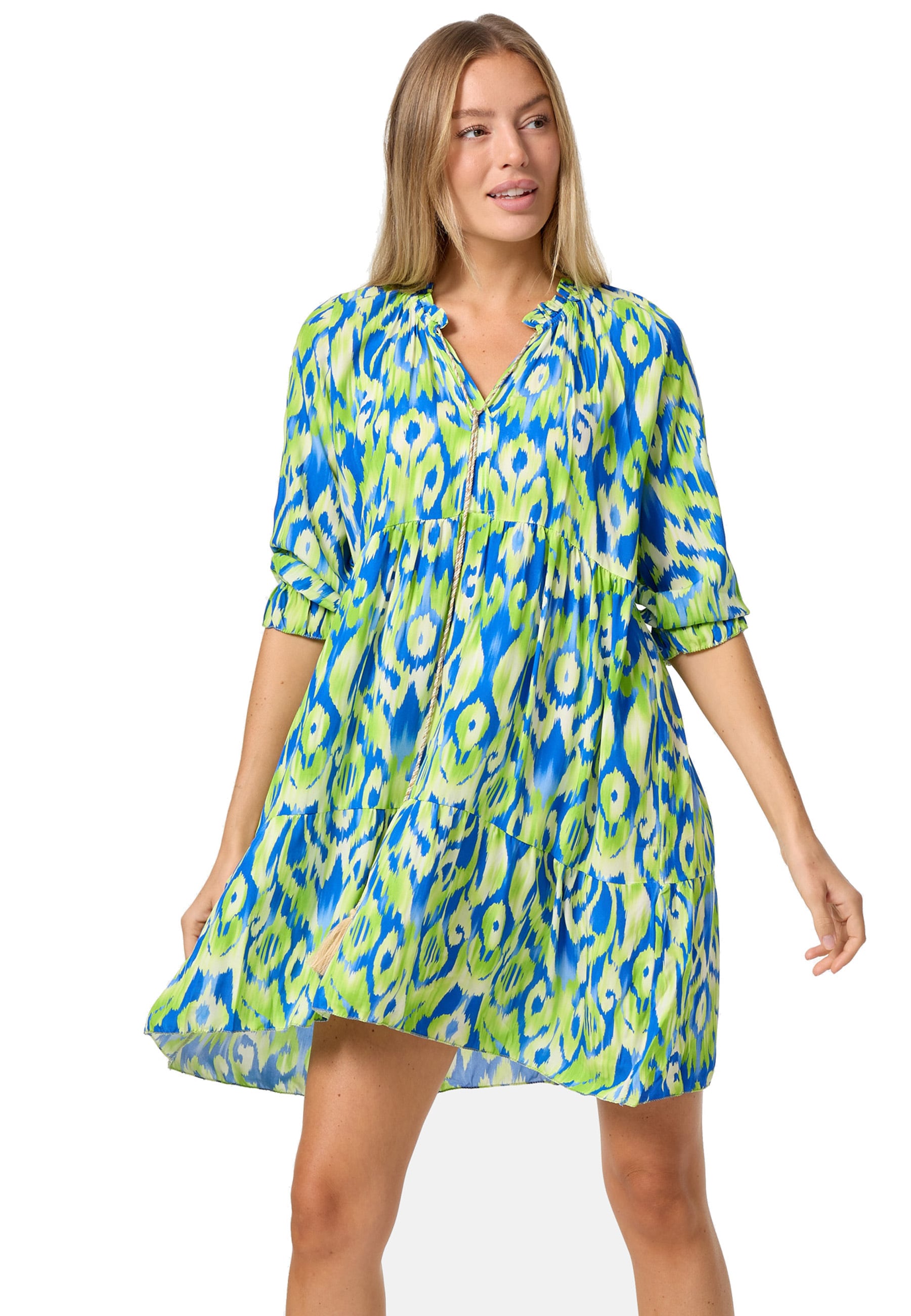 PM SELECTED Damen Tunikakleid Sommerkleid Jersey Strandkleid mit Muster PM31 