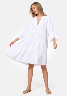 PM SELECTED Damen Leichtes Sommer Minikleid aus Musselin mit Rüschen & 3/4 Ärmel in Einheitsgröße PM39 