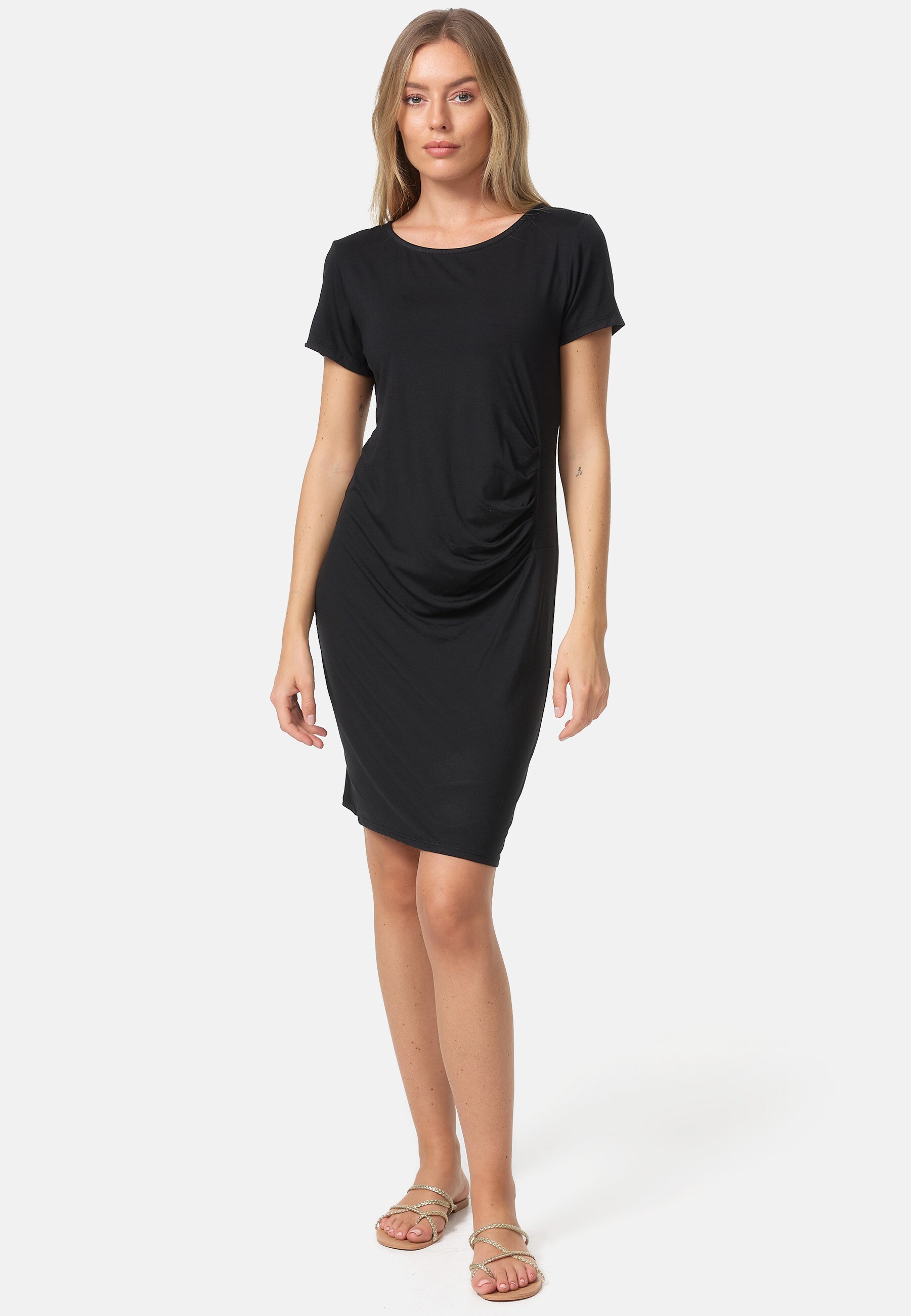 PM SELECTED Damen Modisches Longshirt Shirtkleid mit seitlicher Raffung in Einheitsgr&ouml;&szlig;e PM41 