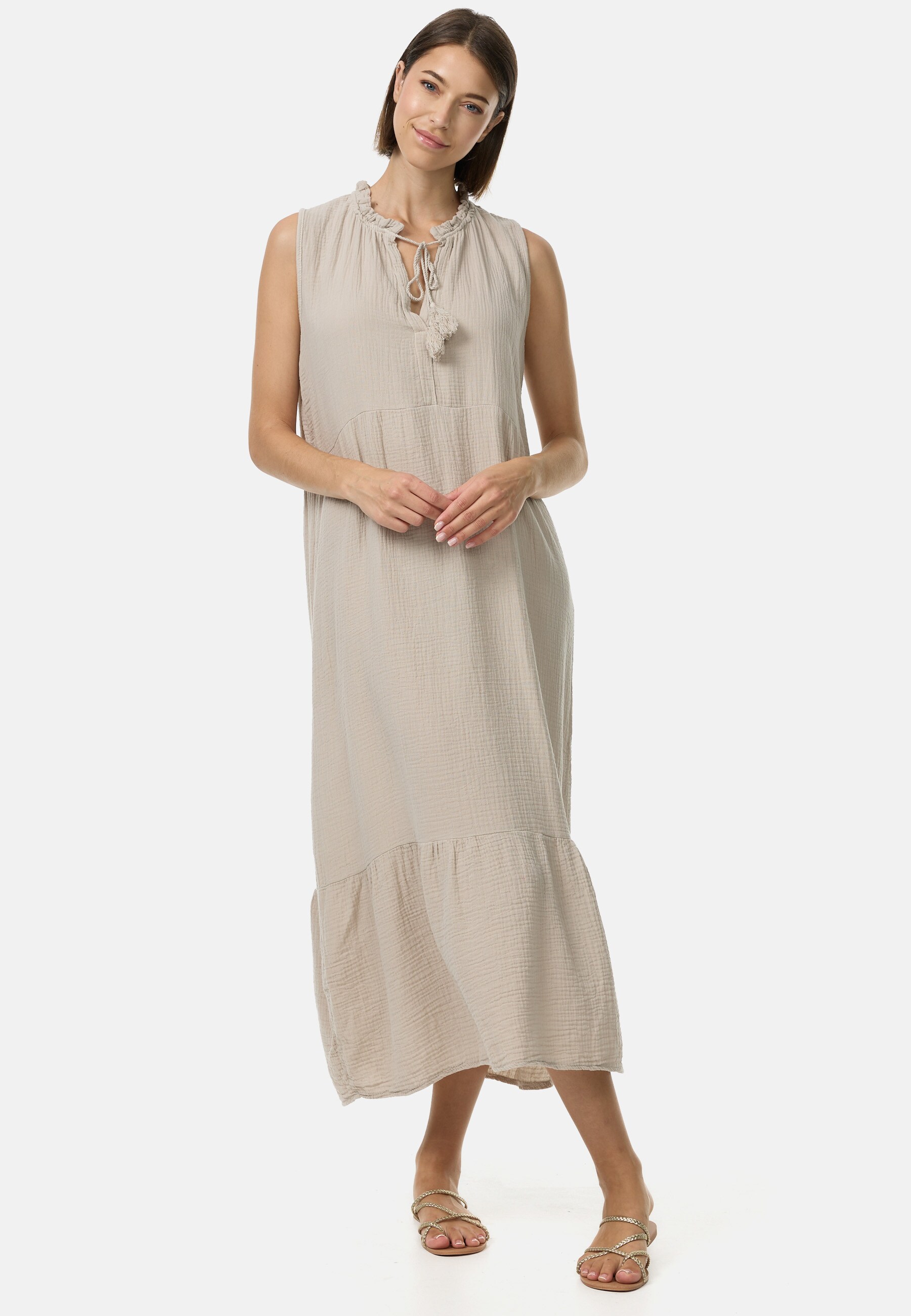 PM SELECTED Damen &Auml;rmelloses Musselin Maxikleid in Einheitsgr&ouml;&szlig;e PM46 