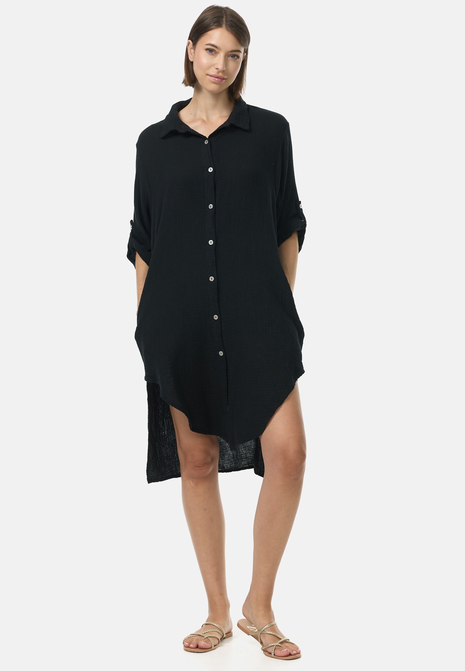 PM SELECTED Damen Lange Tunika Musselin Hemdbluse in Einheitsgr&ouml;&szlig;e PM50 