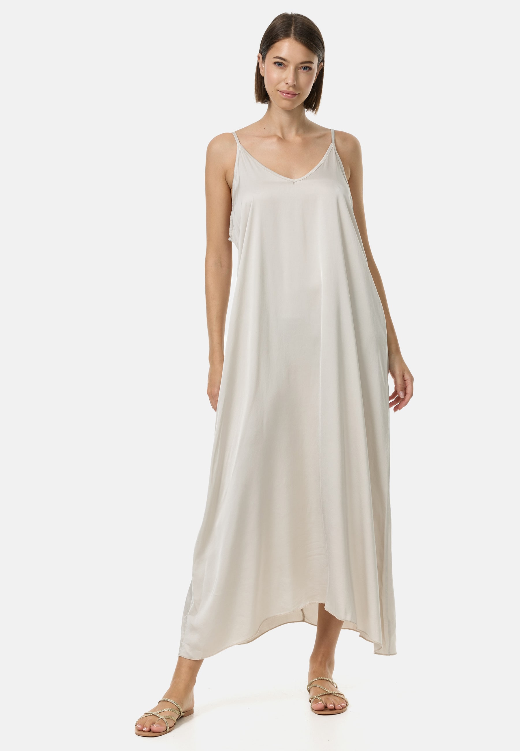 PM SELECTED Damen Elegantes Satin Kleid ohne &Auml;rmel mit Seidenanteil in Einheitsgr&ouml;&szlig;e PM56 