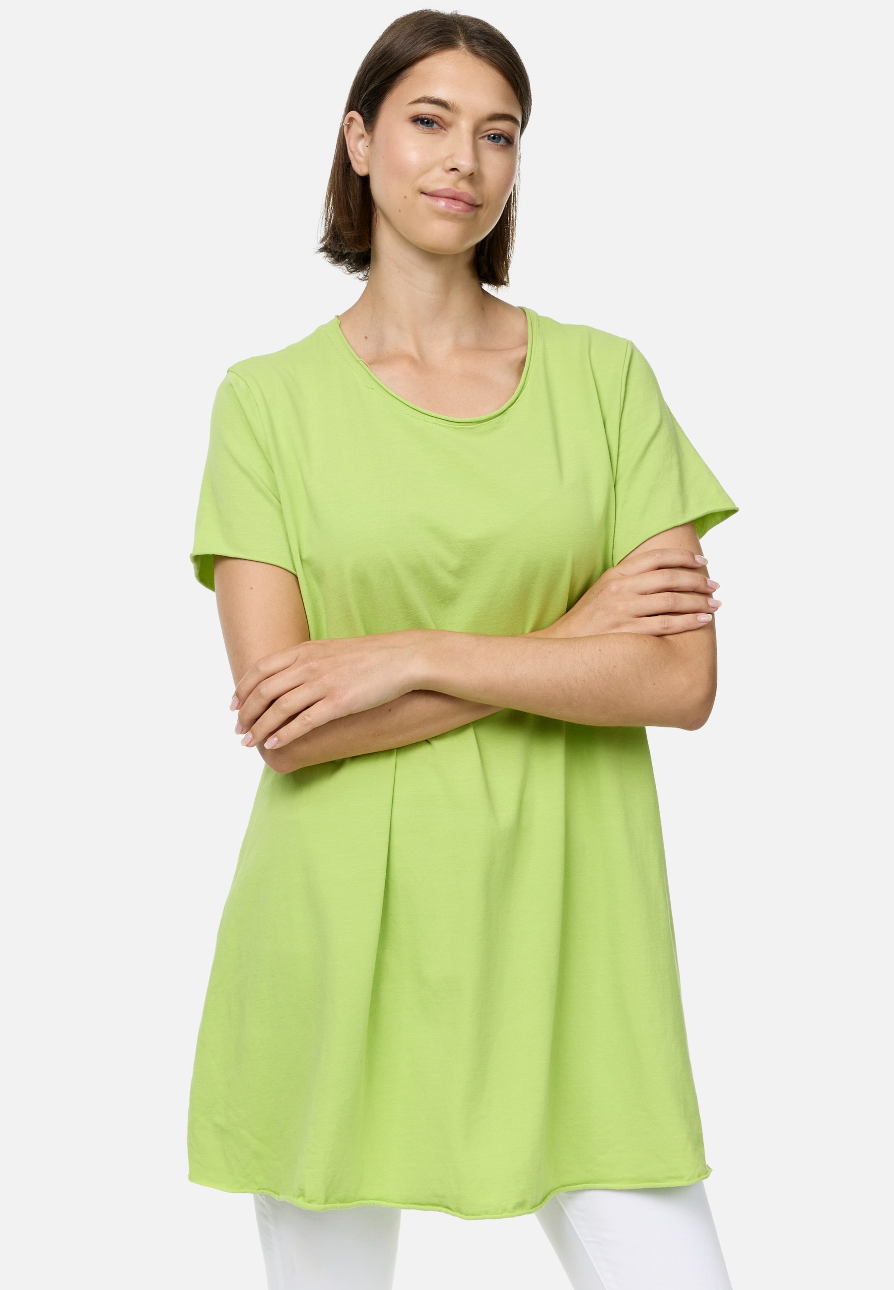 PM SELECTED Damen Ausgestelltes Long T-Shirt in Einheitsgr&ouml;&szlig;e PM59 