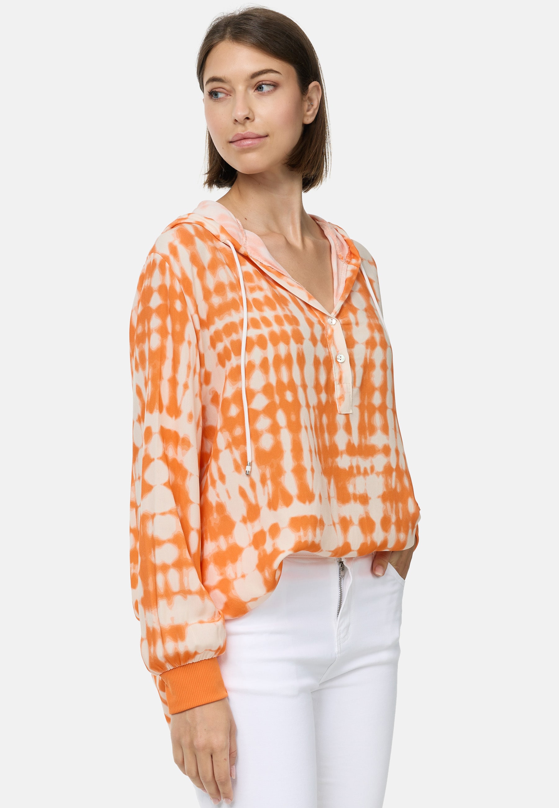 PM SELECTED Damen Freche Batik Hoodie Bluse mit Kapuze in Einheitsgr&ouml;&szlig;e PM63 