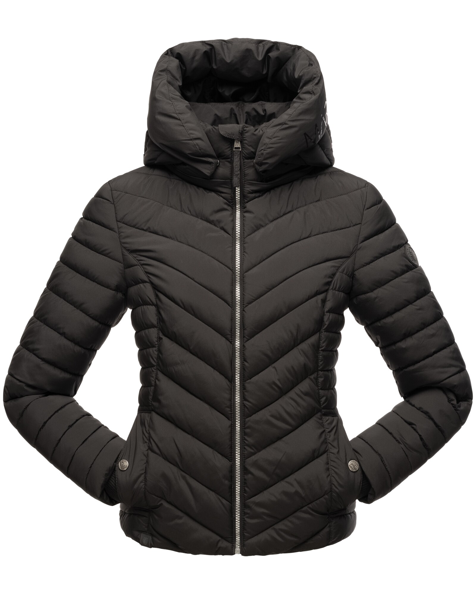 MARIKOO Damen sportliche &Uuml;bergangs Stepp Jacke gesteppt Kapuze Kagomee 