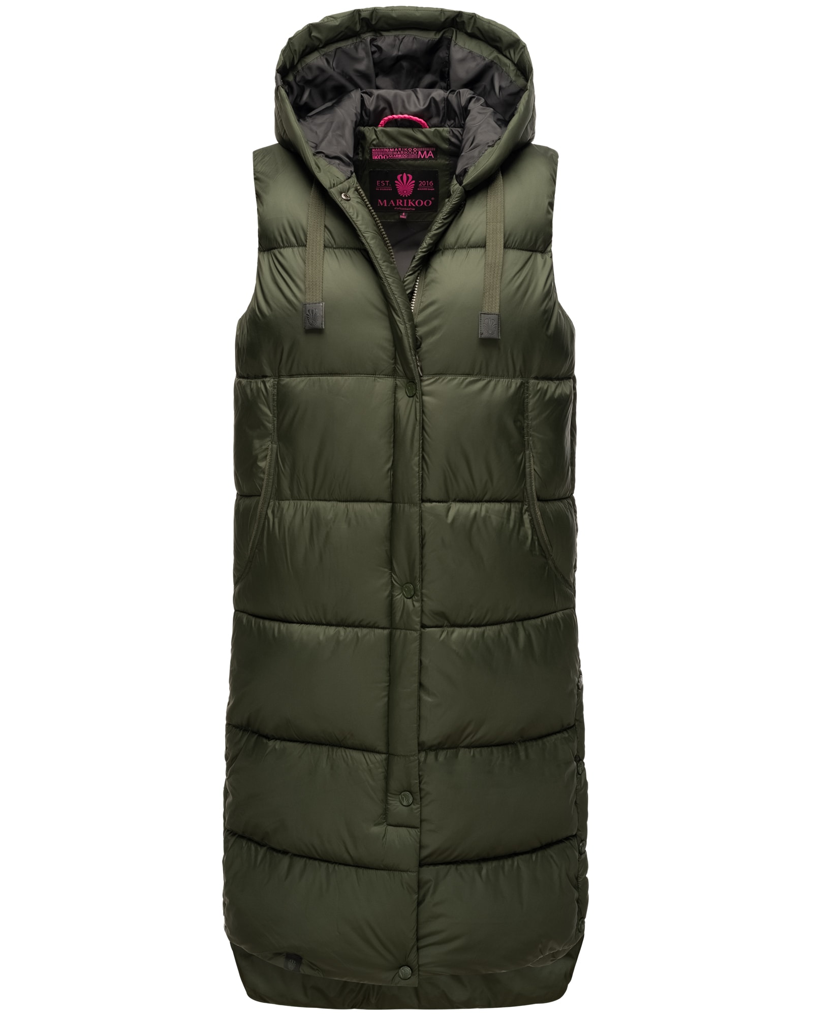 MARIKOO Damen Steppweste Bodywarme Outdoor Weste lang mit warme Kapuze Sayorii 