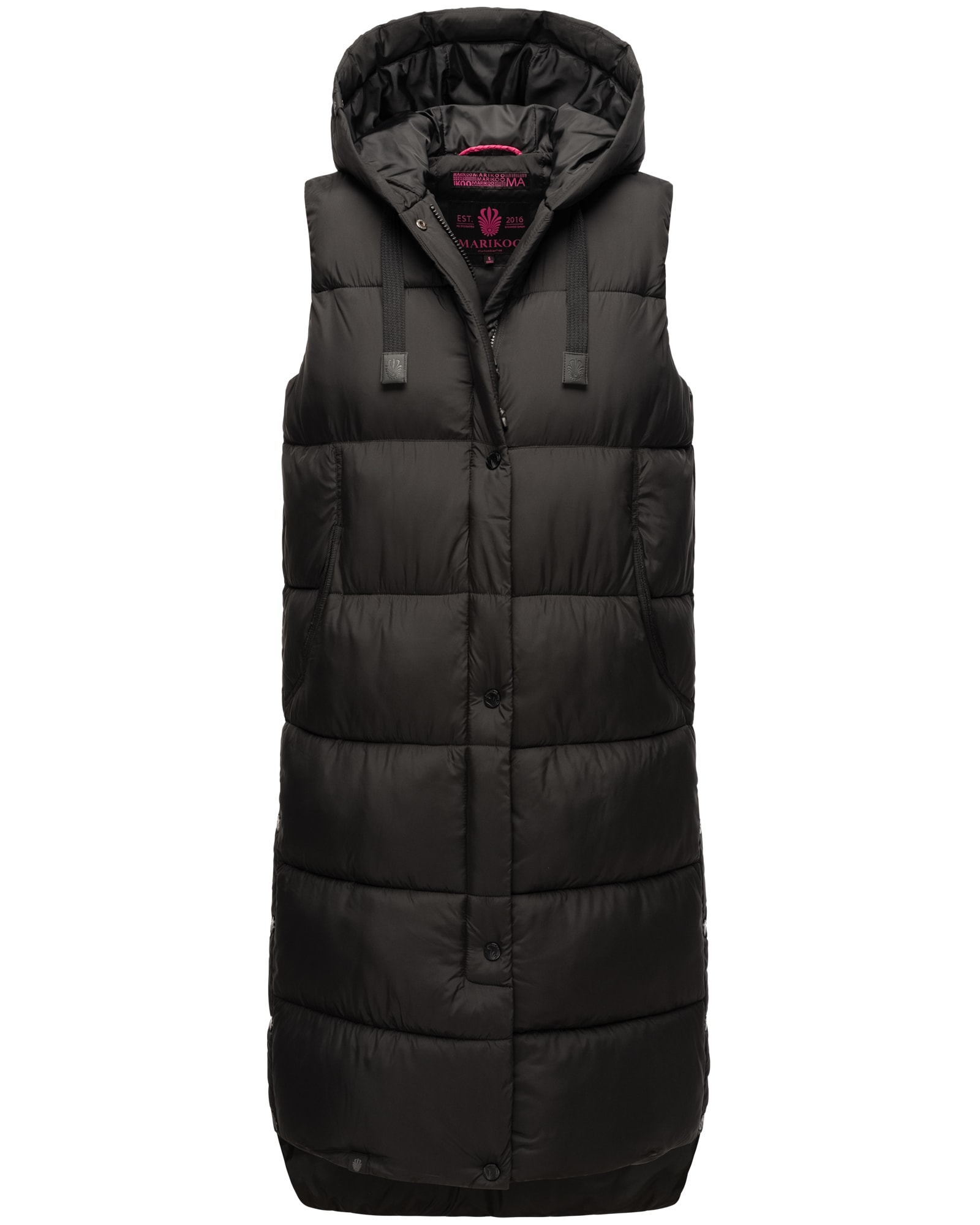 MARIKOO Damen Steppweste Bodywarme Outdoor Weste lang mit warme Kapuze Sayorii 