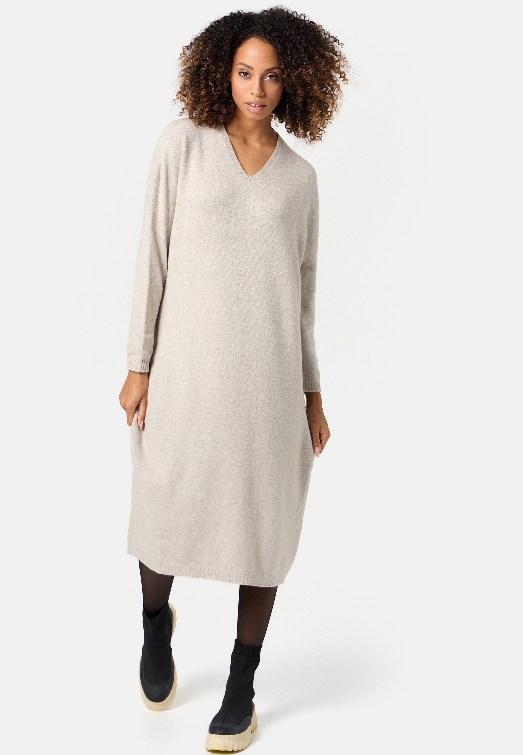 PM SELECTED Damen Elegantes Strickkleid Longpullover in Einheitsgr&ouml;&szlig;e PM72 