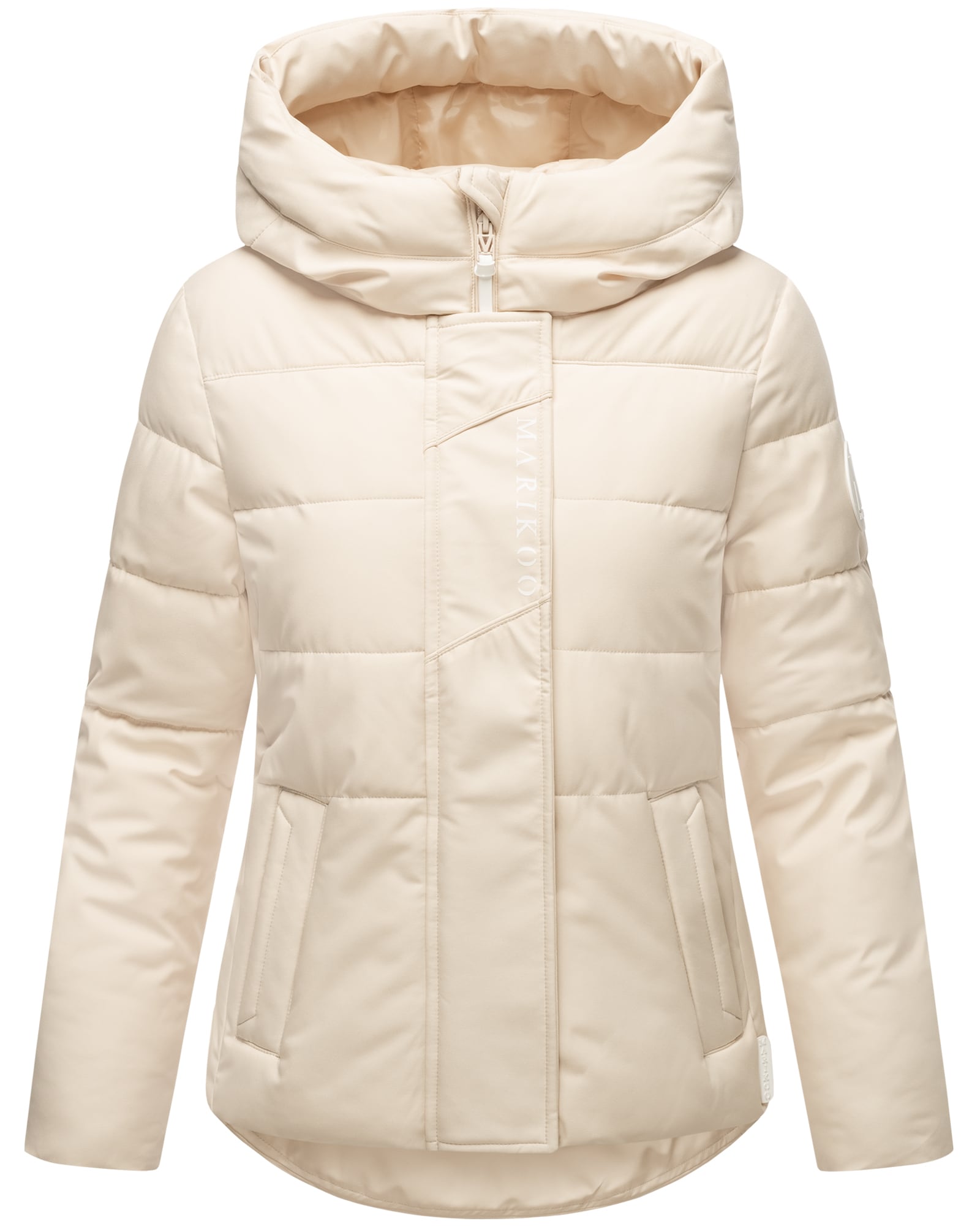 MARIKOO Damen Winter Jacke gesteppt Teddyfell gef&uuml;ttert Steppjacke mit Kapuze & Recyceltes Obermaterial Elira 