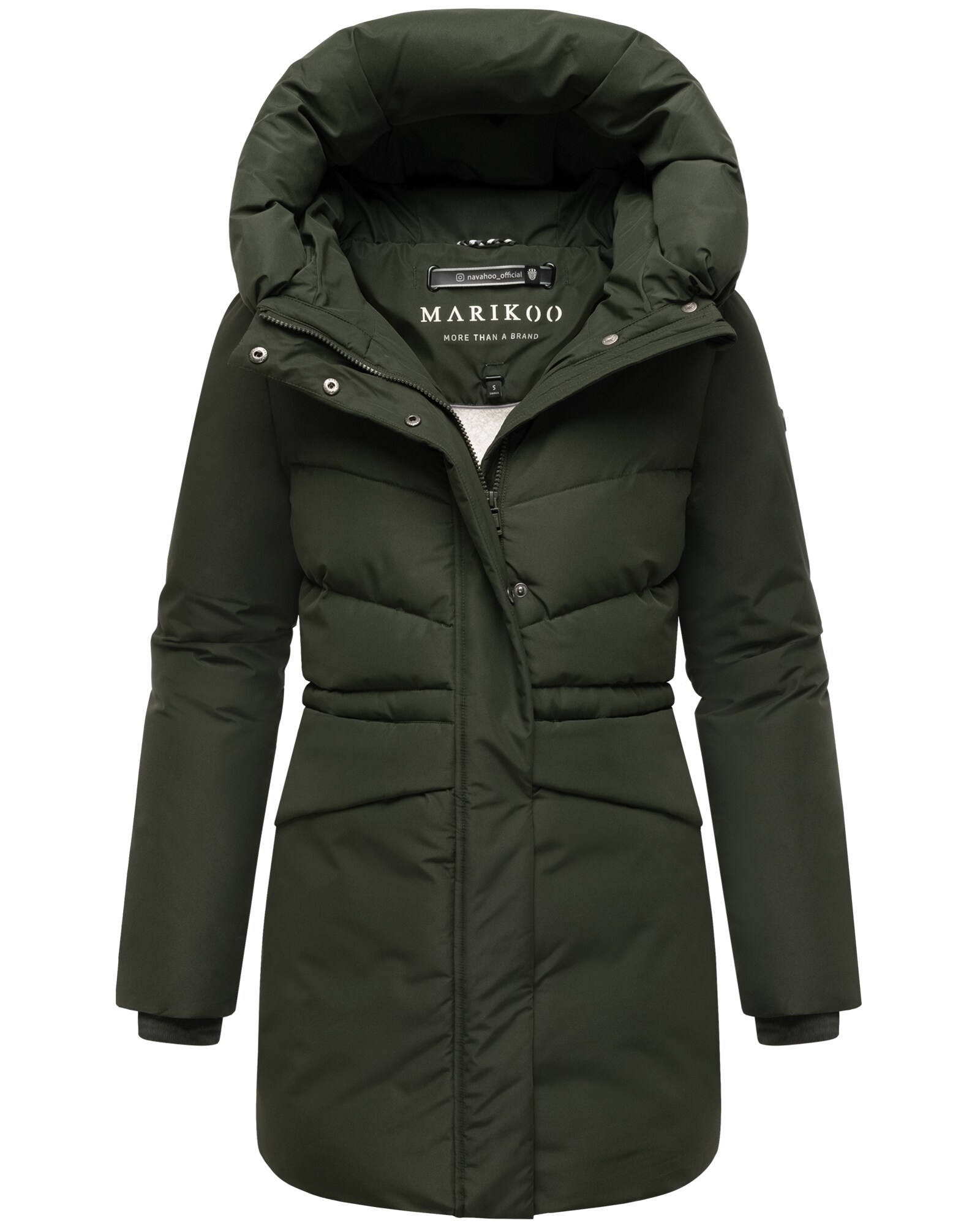 MARIKOO Damen Winter Steppjacke gesteppt warm Winterjacke, Outdoor, Kapuze, Fleece, gef&uuml;ttert, Kragen, figurbetont Delilah 