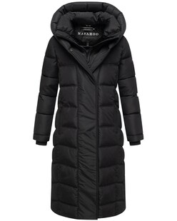 NAVAHOO Damen Steppmantel Lang Jacke Stepp Wintermantel gefüttert Anorak Parka Kapuze & Kragen Engelsfeder 