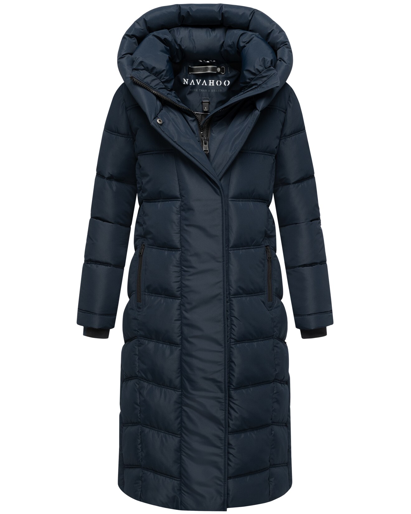 NAVAHOO Damen Steppmantel Lang Jacke Stepp Wintermantel gefüttert Anorak Parka Kapuze & Kragen Engelsfeder