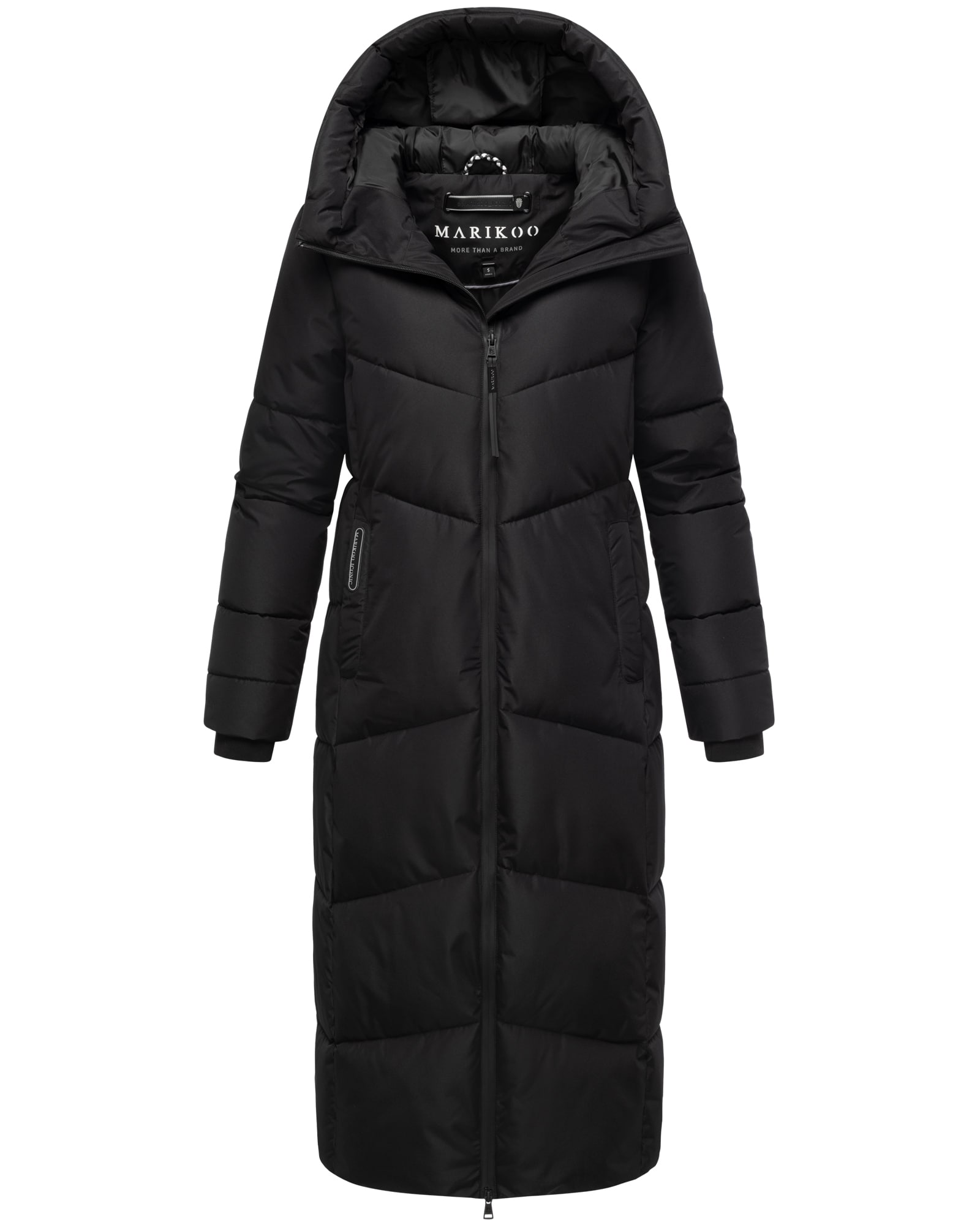 MARIKOO Damen Steppmantel Lang Stepp Wintermantel gef&uuml;ttert Outdoor warm Winterjacke Parka Kapuze Firella 
