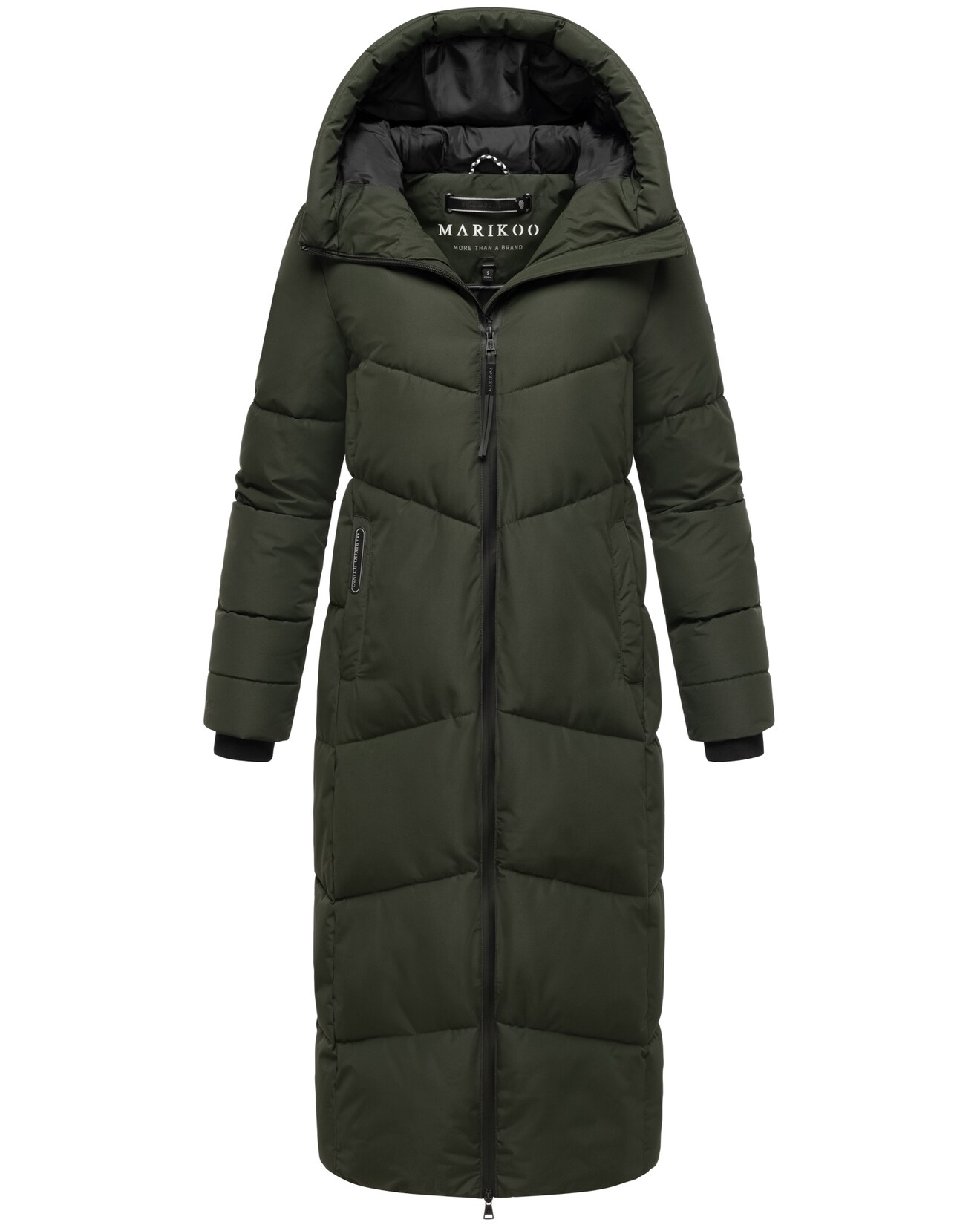 MARIKOO Damen Steppmantel Lang Stepp Wintermantel gefüttert Outdoor warm Winterjacke Parka Kapuze Firella