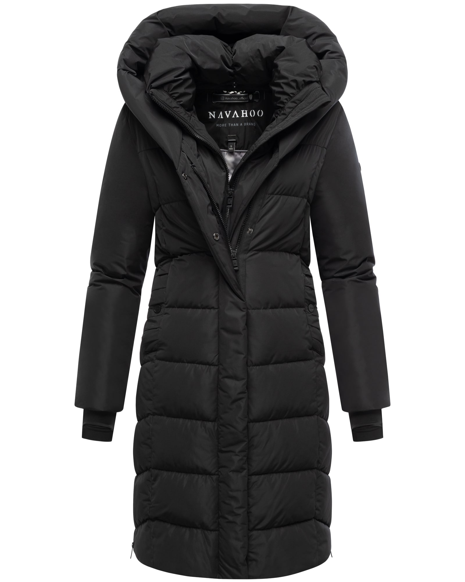 NAVAHOO Damen Winter Steppmantel Parka lang mit Kapuze - warme elegante Winterjacke, gef&uuml;tterter Wintermantel Laubzauber 