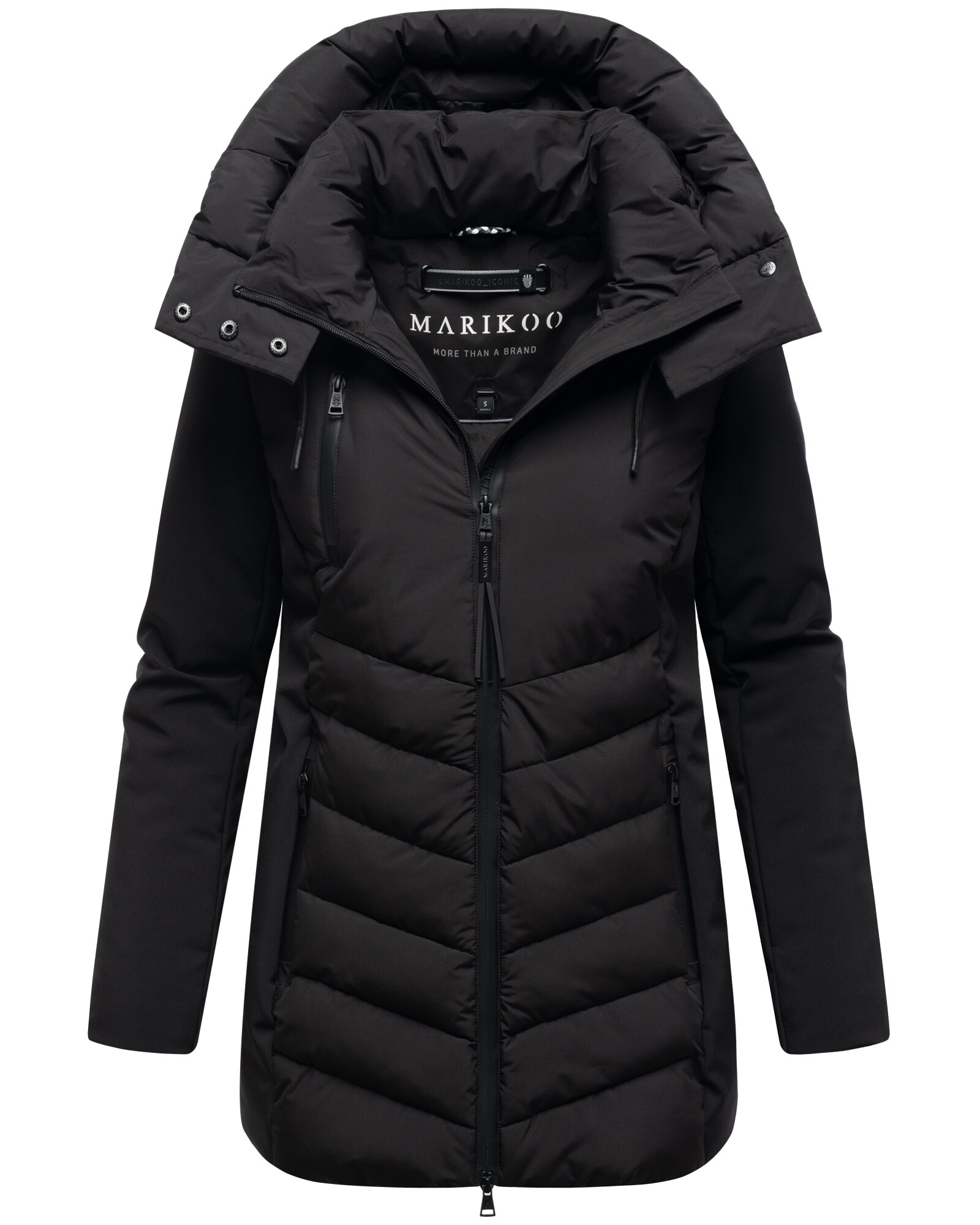 MARIKOO Damen Winter Steppjacke gesteppt Winterjacke Softshell Material, abnehmbarer Kapuze, gef&uuml;ttert Tivaa 