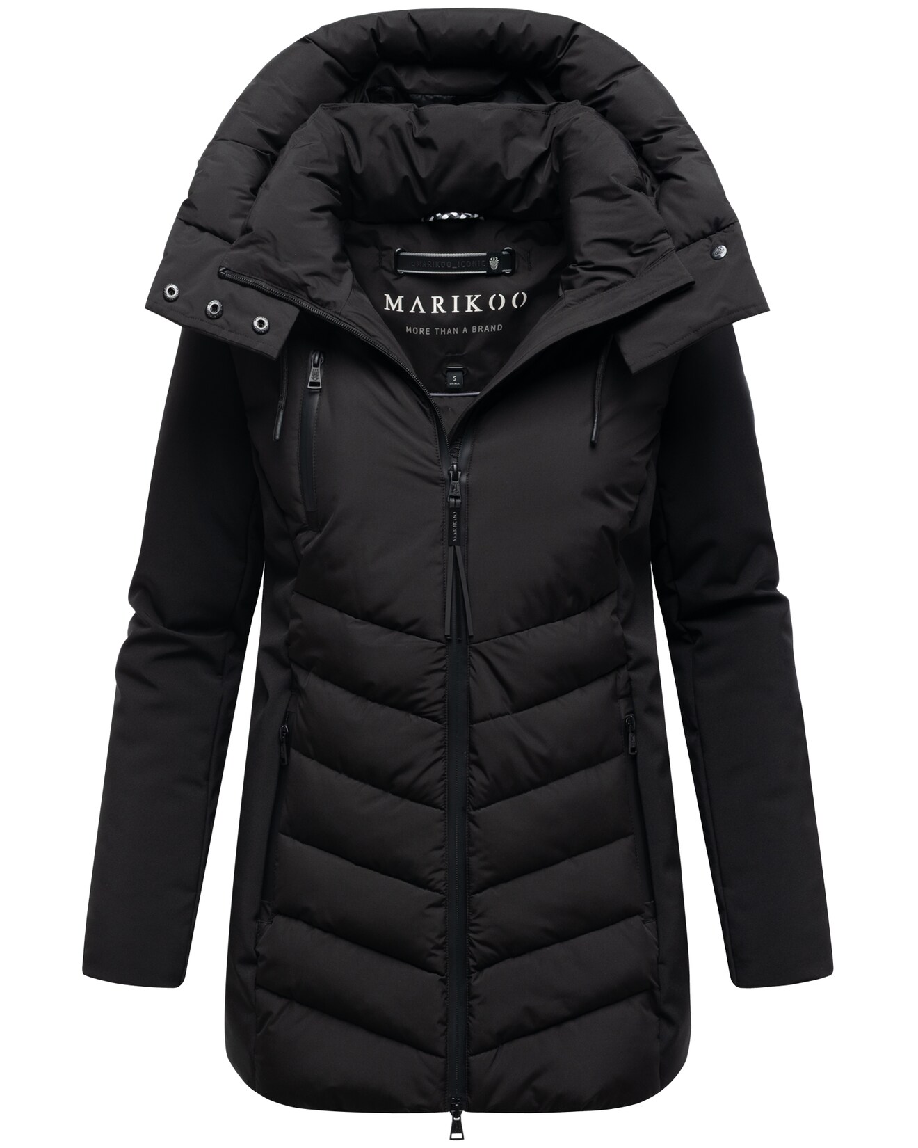 MARIKOO Damen Winter Steppjacke gesteppt Winterjacke Softshell Material, abnehmbarer Kapuze, gefüttert Tivaa