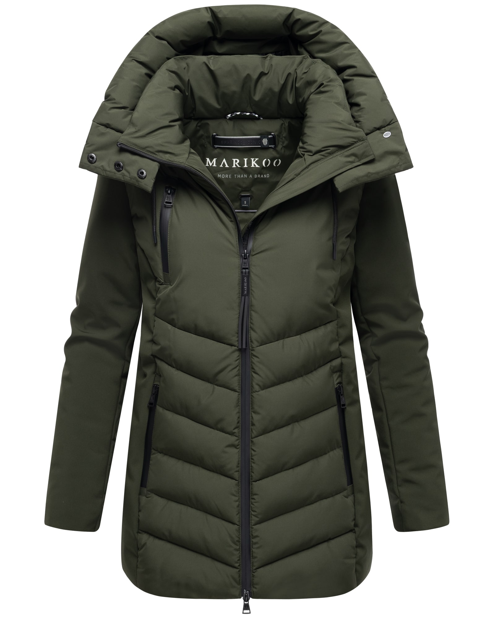 MARIKOO Damen Winter Steppjacke gesteppt Winterjacke Softshell Material, abnehmbarer Kapuze, gef&uuml;ttert Tivaa 
