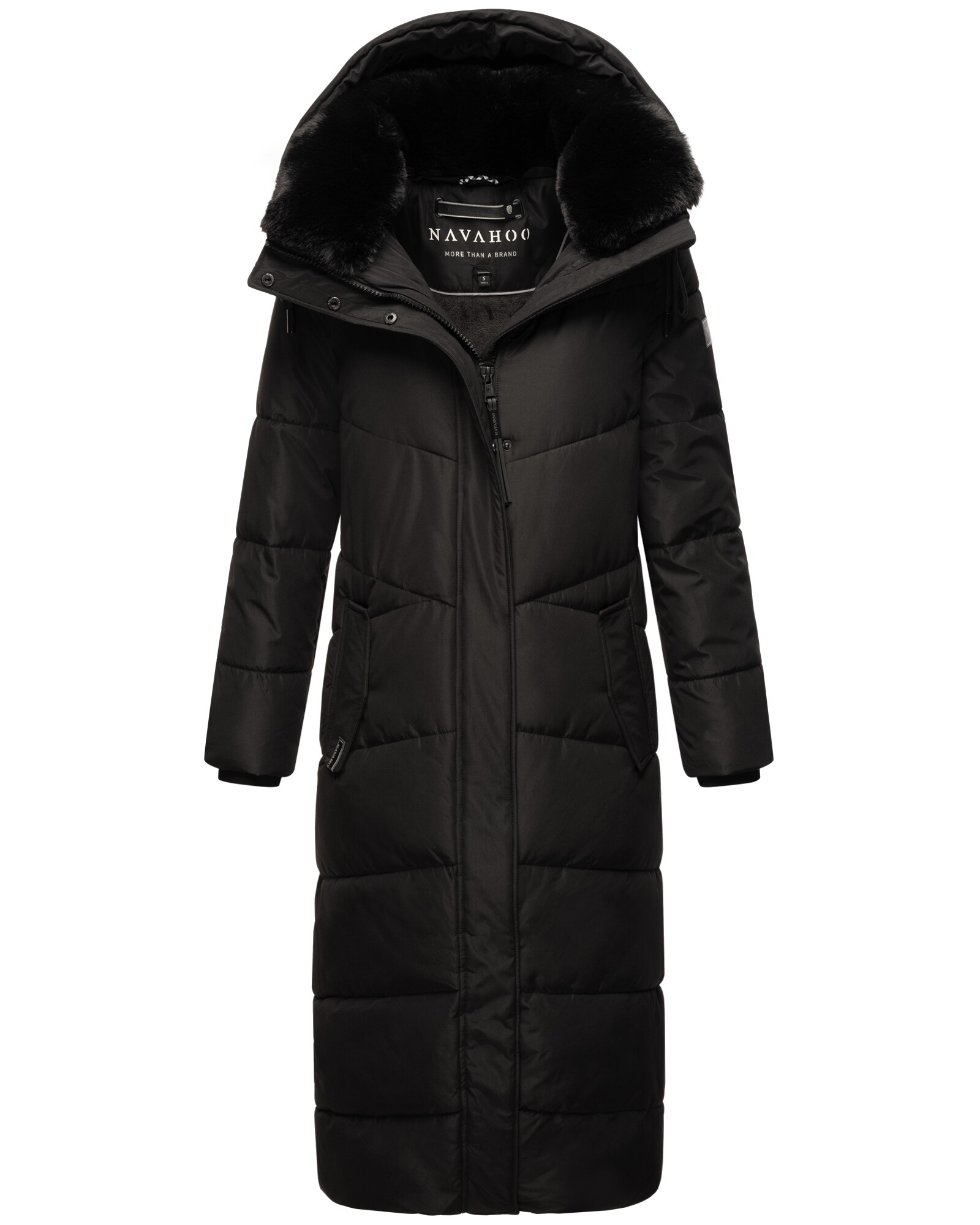 NAVAHOO Damen Steppmantel langer Wintermantel warm Anorak gef&uuml;ttert Teddyfell abnehmbarer Kunstfellkragen & Kapuze Hingucker 