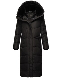 NAVAHOO Damen Steppmantel langer Wintermantel warm Anorak gefüttert Teddyfell abnehmbarer Kunstfellkragen & Kapuze Hingucker 