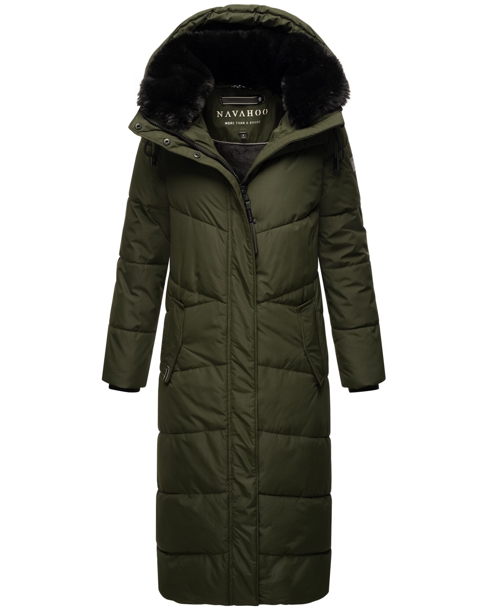 NAVAHOO Damen Steppmantel langer Wintermantel warm Anorak gef&uuml;ttert Teddyfell abnehmbarer Kunstfellkragen & Kapuze Hingucker 