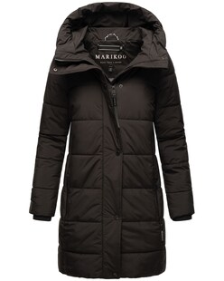 MARIKOO Damen Winterjacke Mantel lang warm gefüttert Steppjacke mit Kapuze taillierter Steppmantel Jacke Winter Karumikoo 