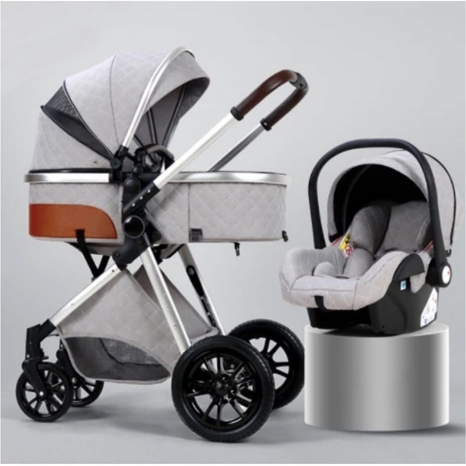 TPFLiving Kombi-Kinderwagen 3in1 Set - Modell 1 Stoff - Schokolade bei  Marktkauf online bestellen