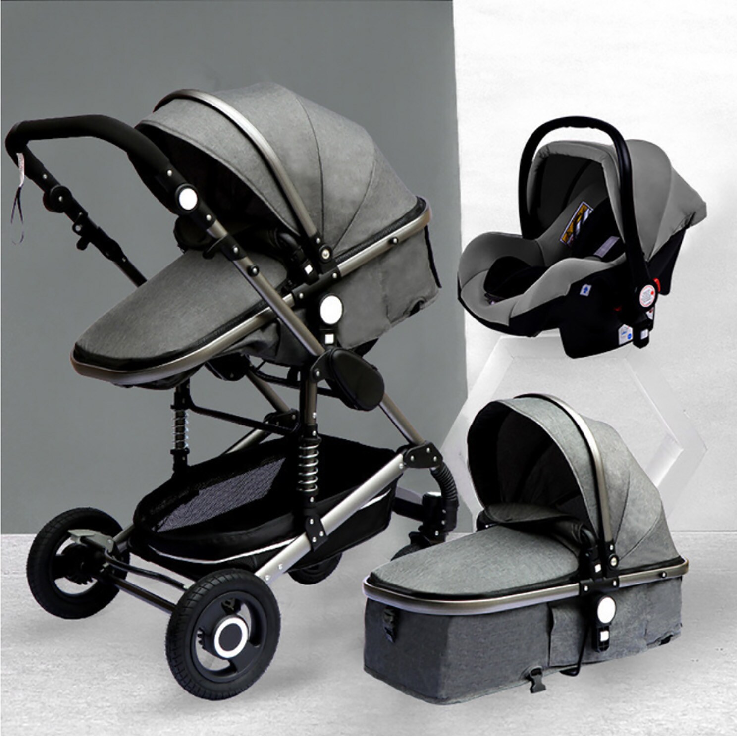 Kombi-Kinderwagen 3in1 Set - Modell 2 Stoff - Blau