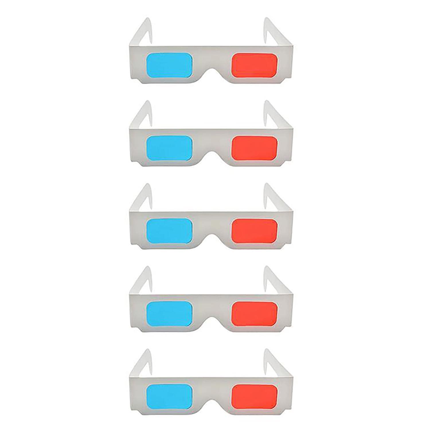 TPFNet Anaglyphenbrille 3D Brille Pappe Wei&szlig; - 5 St&uuml;ck 