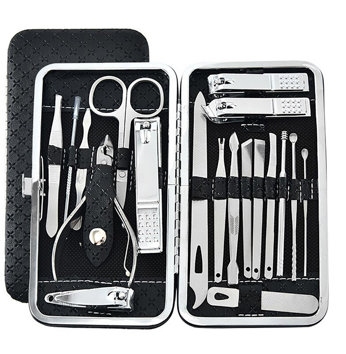Maniküre- & Pediküre-Set 19-teilig aus Kunstleder - Rot