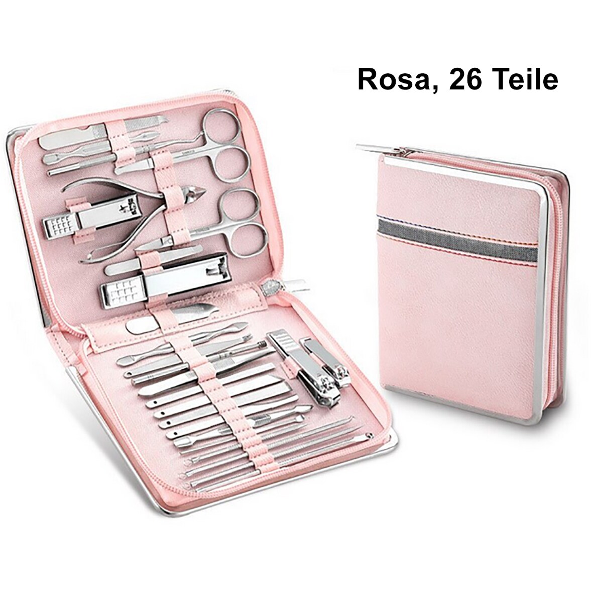 Maniküre- & Pediküre-Set 26-teilig aus Kunstleder - Braun