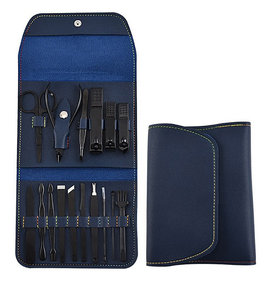 Maniküre- & Pediküre-Set 16-teilig aus Kunstleder - Blau