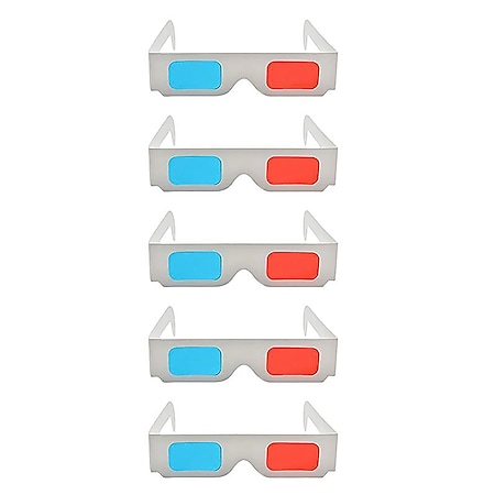 TPFNet Anaglyphenbrille 3D Brille Pappe Weiß - 5 Stück 