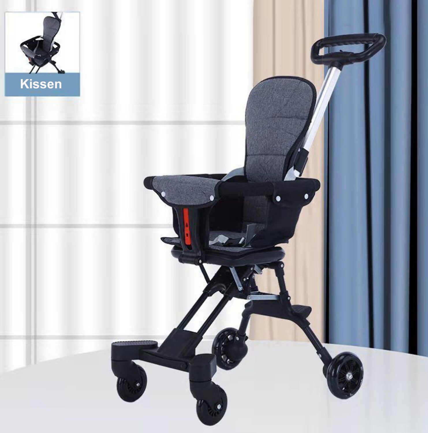 Klappkinderwagen aus Aluminium mit Sitzpolster