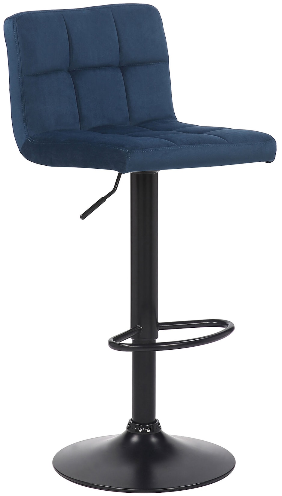 TPFLiving Barhocker Fani Gestell schwarz Samt Blau