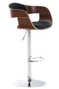 TPFLiving Barhocker Kingsley Holz/Stoff Walnuss/Schwarz 