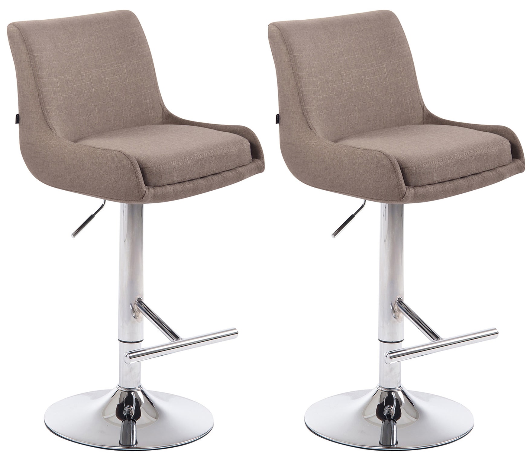 TPFLiving 2er Set Barhocker Cludo Gestell Metall in Chromoptik Stoff Dunkelgrau 