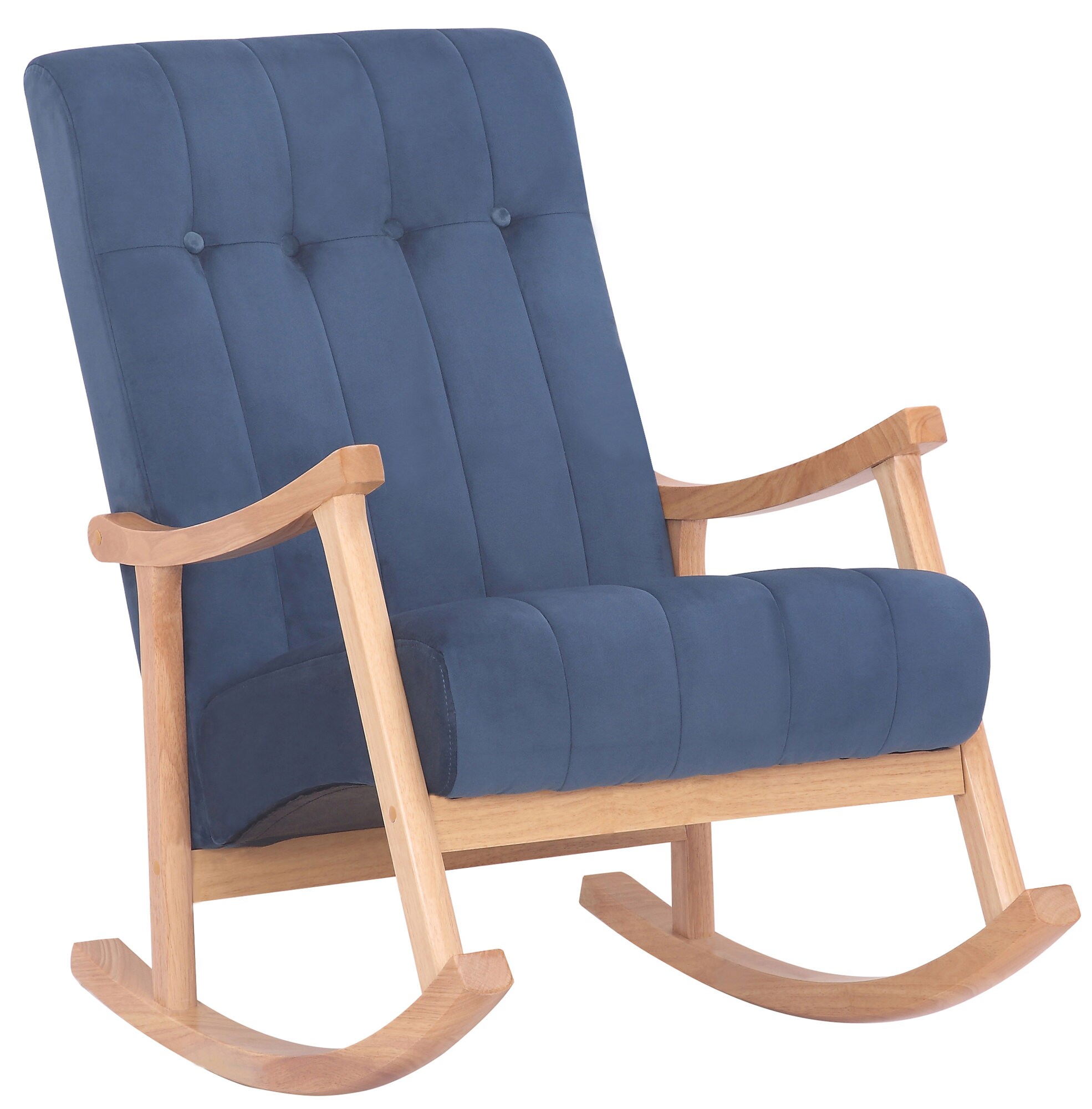 TPFLiving Schaukelstuhl Sarti Samt Gestell Kautschukholz natur Natura/Grau 