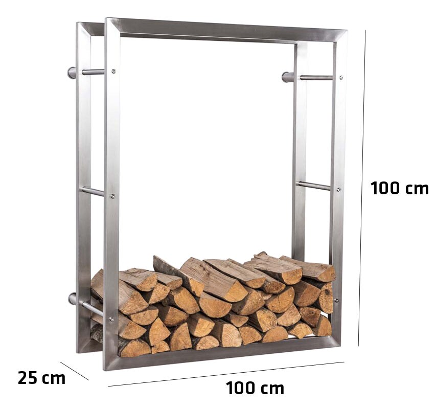 TPFLiving Kaminholzst&auml;nder Kerry-III-W 25x100x100 cm Edelstahl 