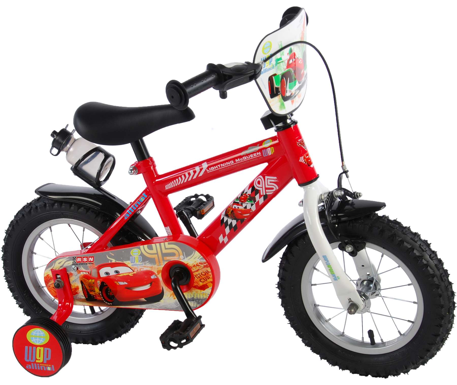 TPFSports Disney Cars Kinderfahrrad - Jungen - 12 Zoll - R&uuml;cktritt + Handbremse - Rot 