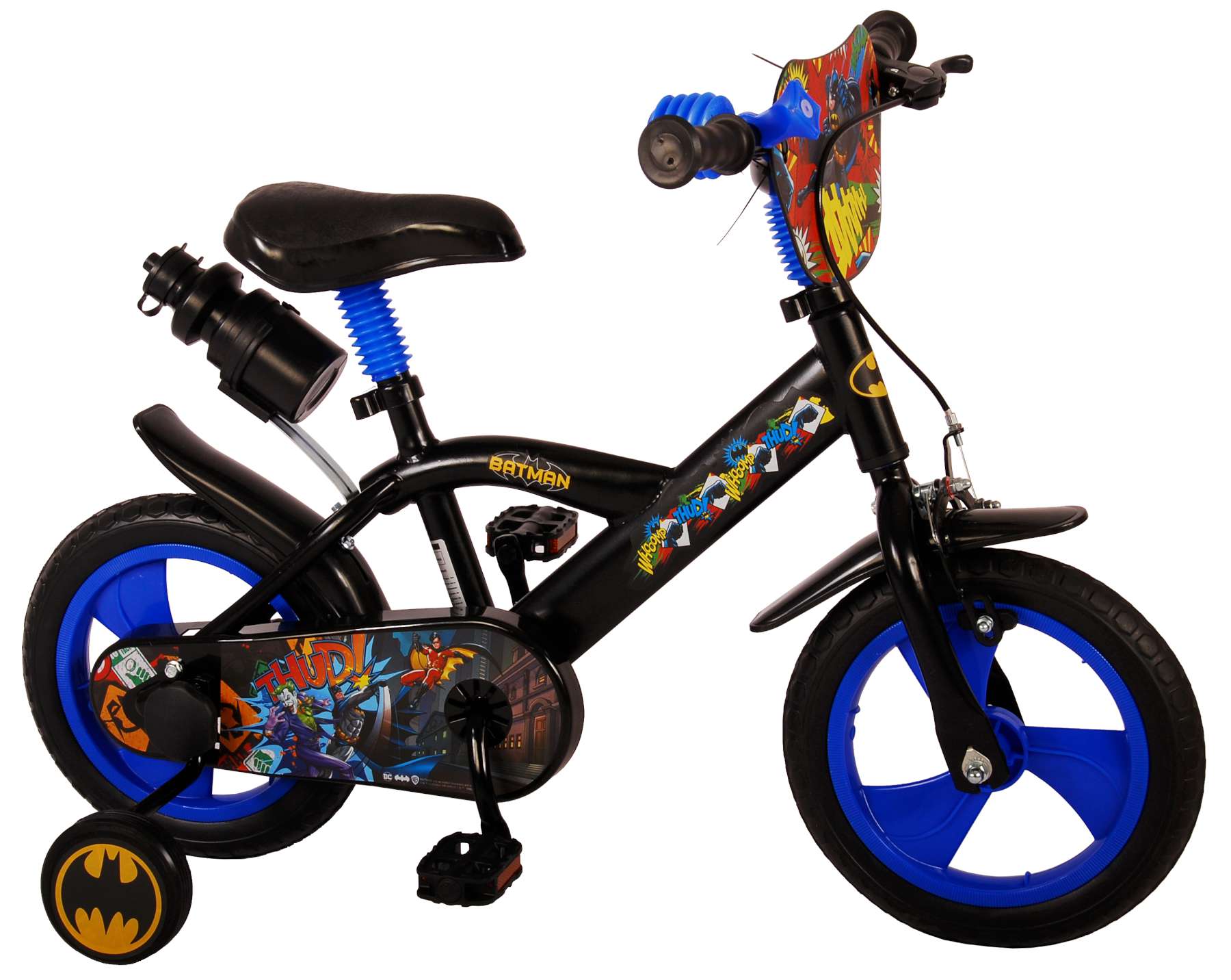TPFSports DC Batman Kinderfahrrad - Jungen - 12 Zoll - Fester Gang + 1 Handbremse - Schwarz 